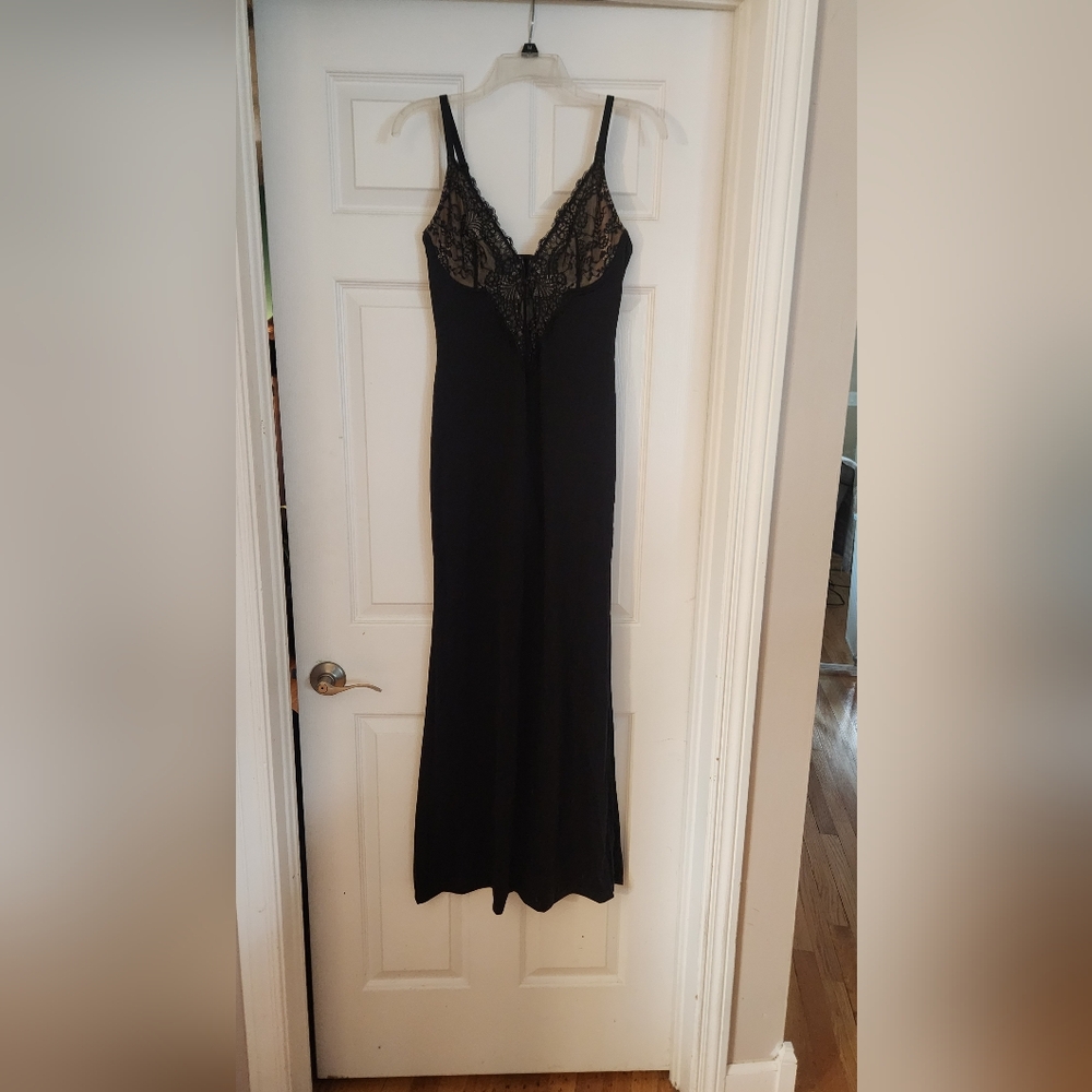Two Popilush Built-In Shapewear Lace Slip Split Maxi Dresses